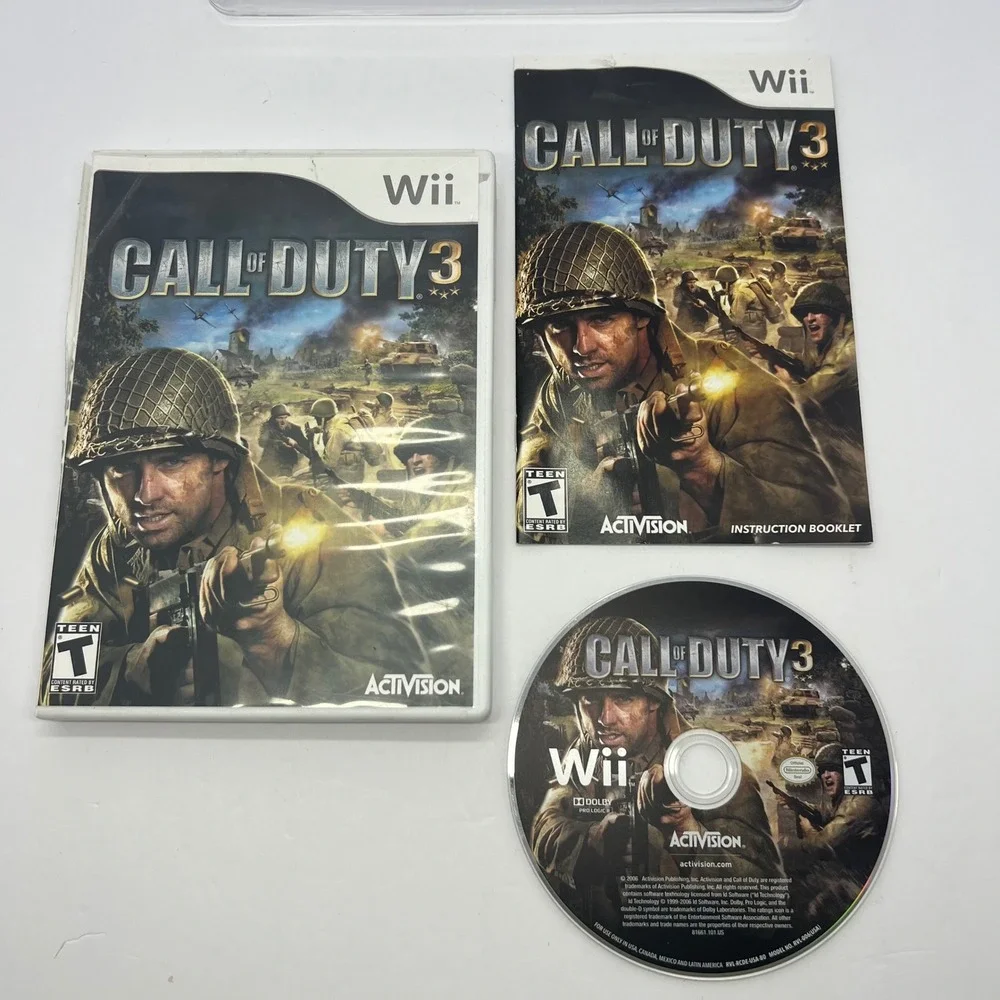 Call of Duty 3 Nintendo Wii Complete CIB Game Disc Manual‎ Instructions